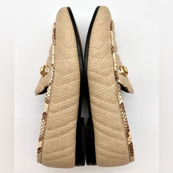 Gucci Jordaan Quilted Loafers Raffia Elaphe Straw Matelasse Horsebit EU38.5US8.5 - Picture 7 of 12